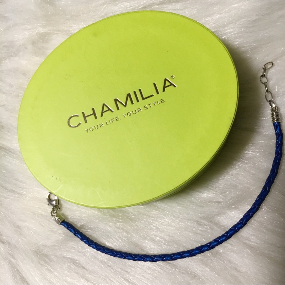 Chamilia Blue Metallic Braided Leather Bracelet
